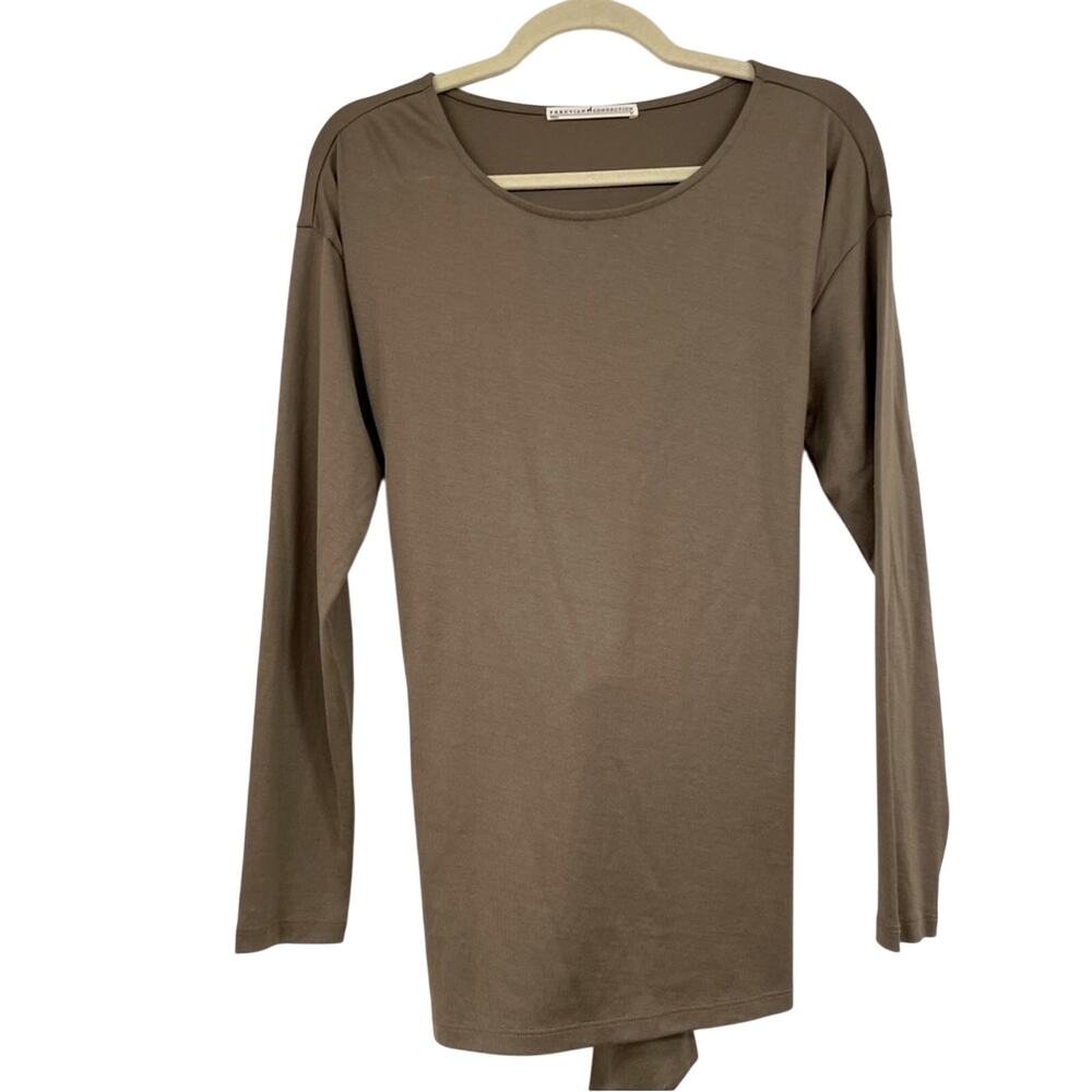 Peruvian Connection Brown Long Sleeve Blouse Women’s M Tie Waist Lagenlook Top